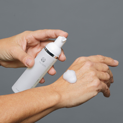 nu-skin-ageloc-gentle-cleanse-and-tone-foaming-cleanser-product-texture-on-hand-image